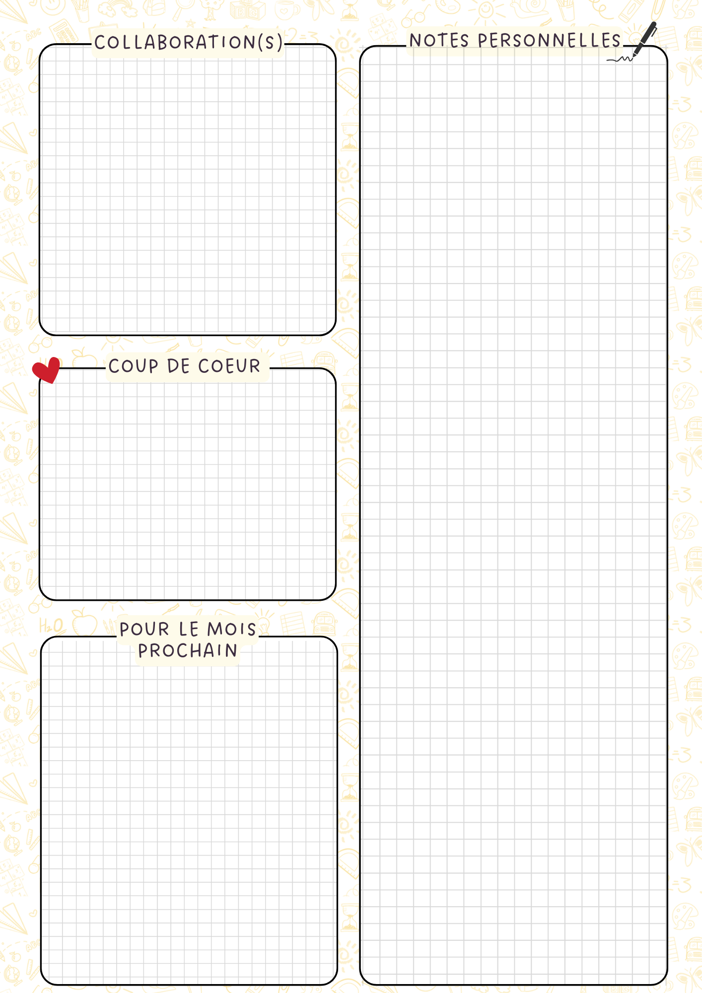 Page bilan de fin de mois