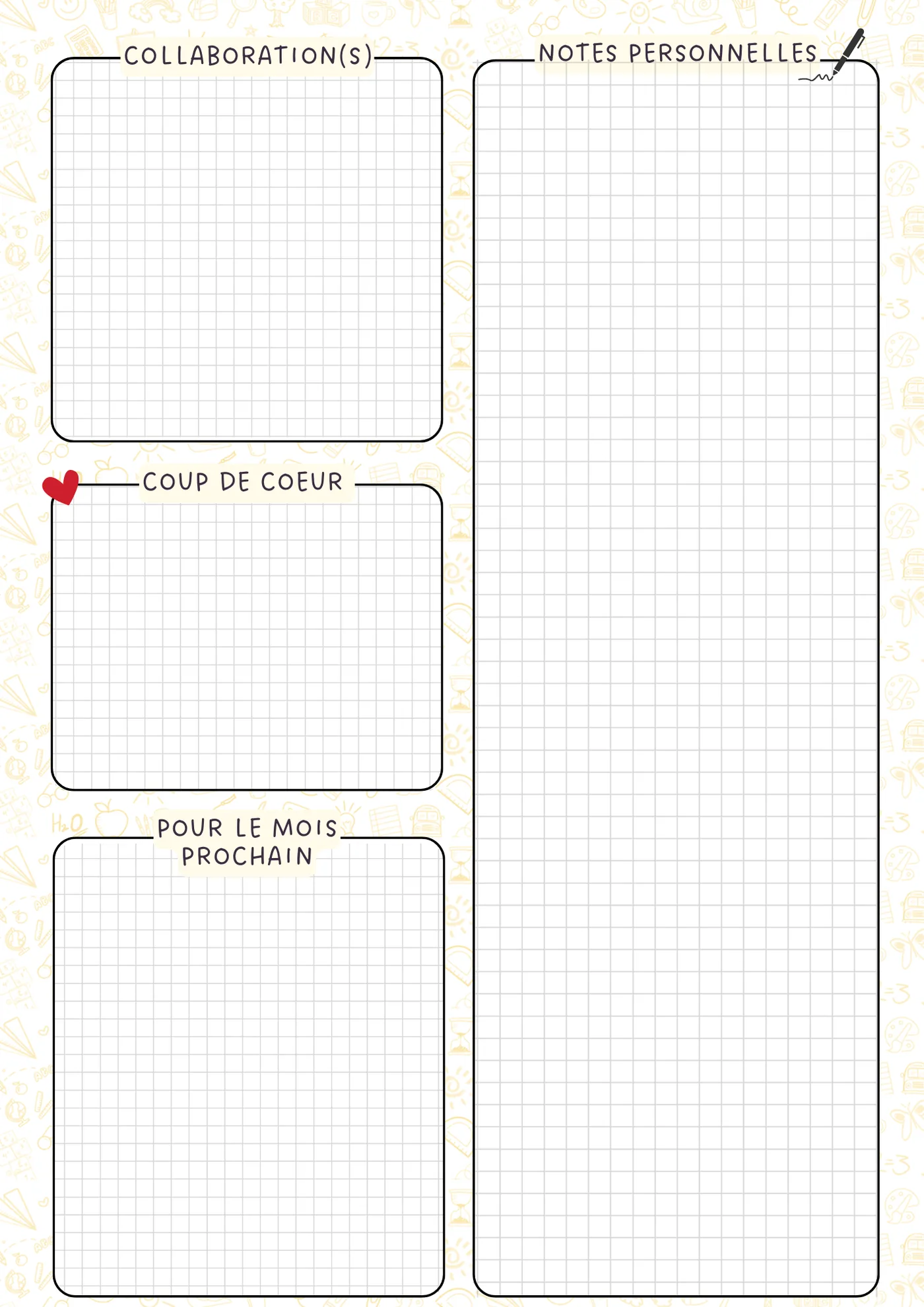 Page bilan de fin de mois