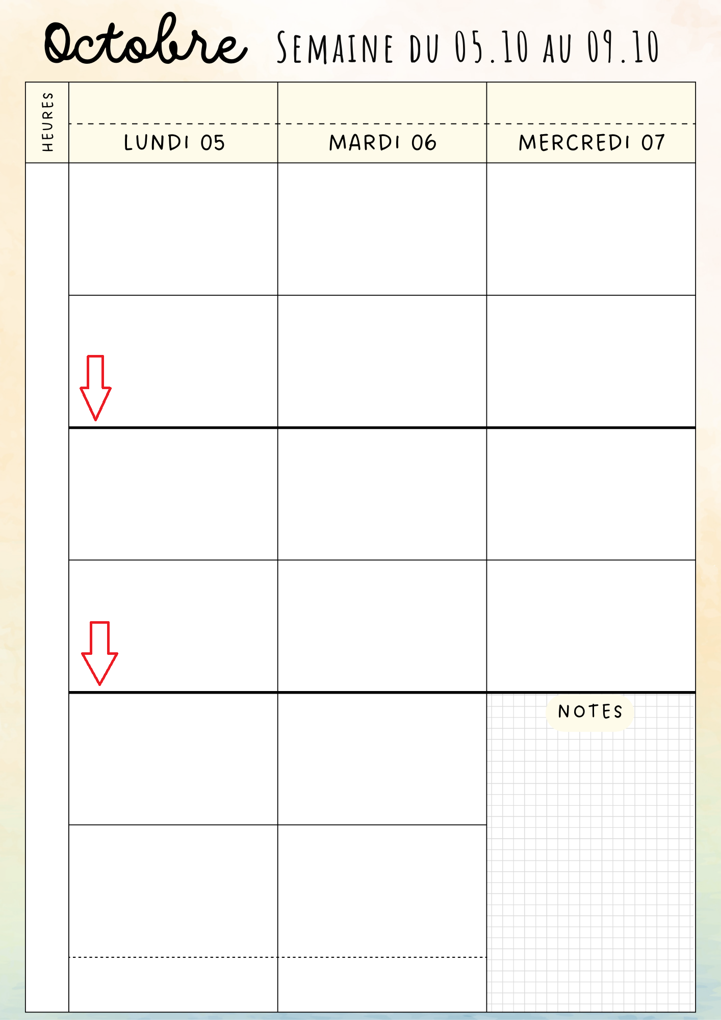 Semainier lundi-mercredi