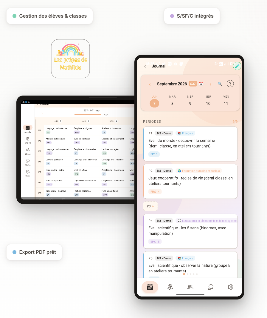Agenda num&eacute;rique JDC sur tablette et smartphone