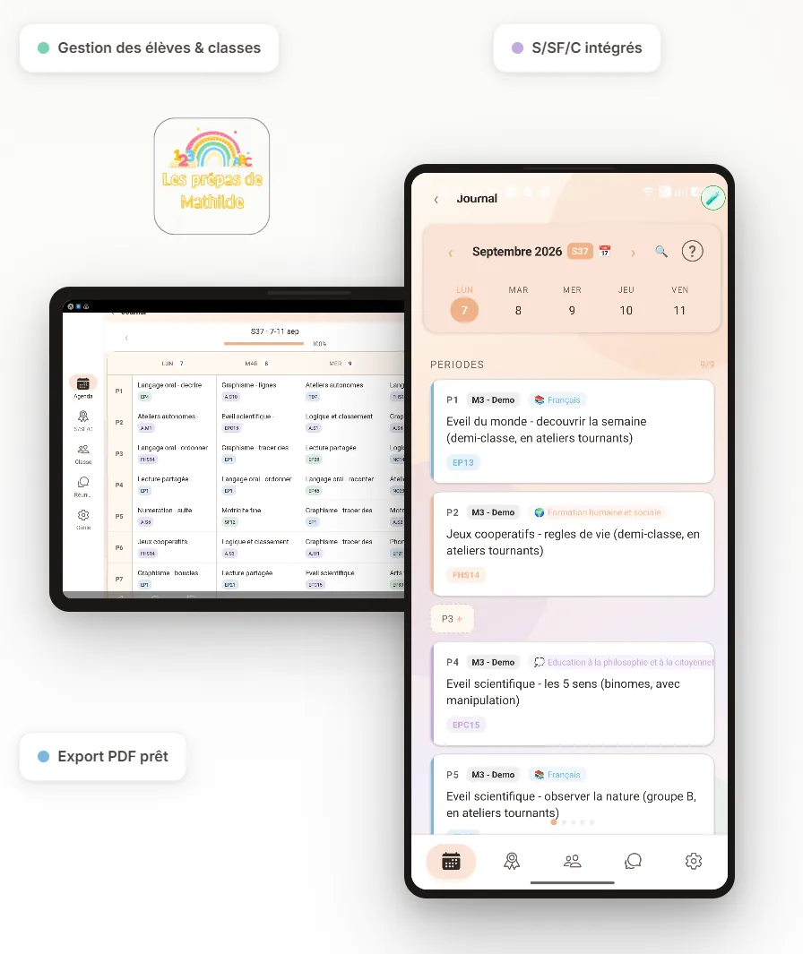 Agenda num&eacute;rique JDC sur tablette et smartphone
